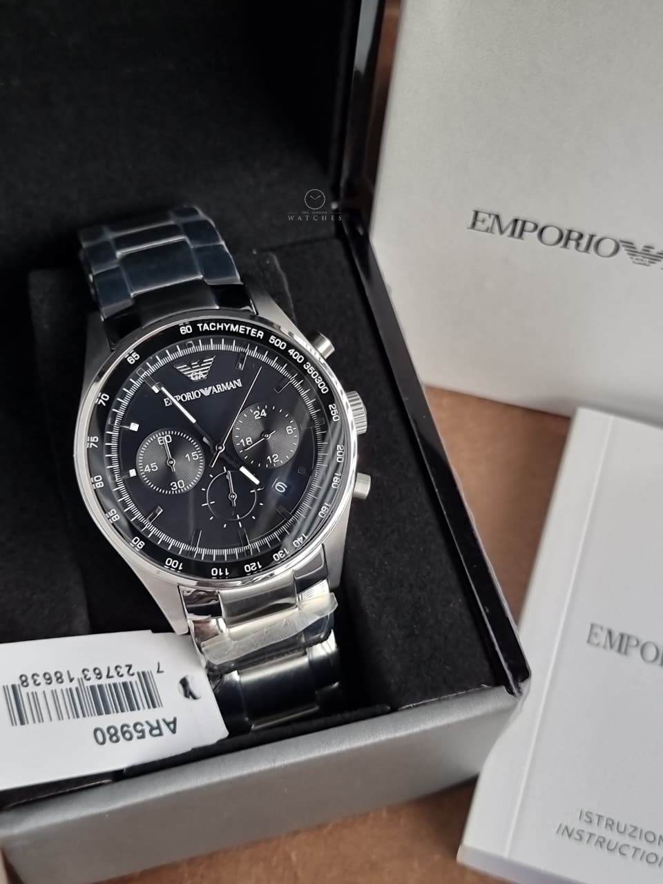 Emporio Armani Men’s Chronograph Stainless Steel Black Dial 43mm Watch AR5980 - Image 8