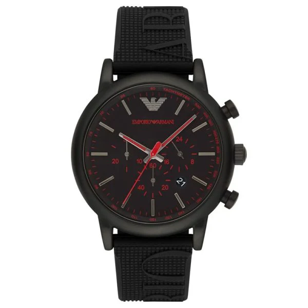 Emporio Armani Men’s Quartz Black Silicone Strap Black Dial 46mm Watch AR11024