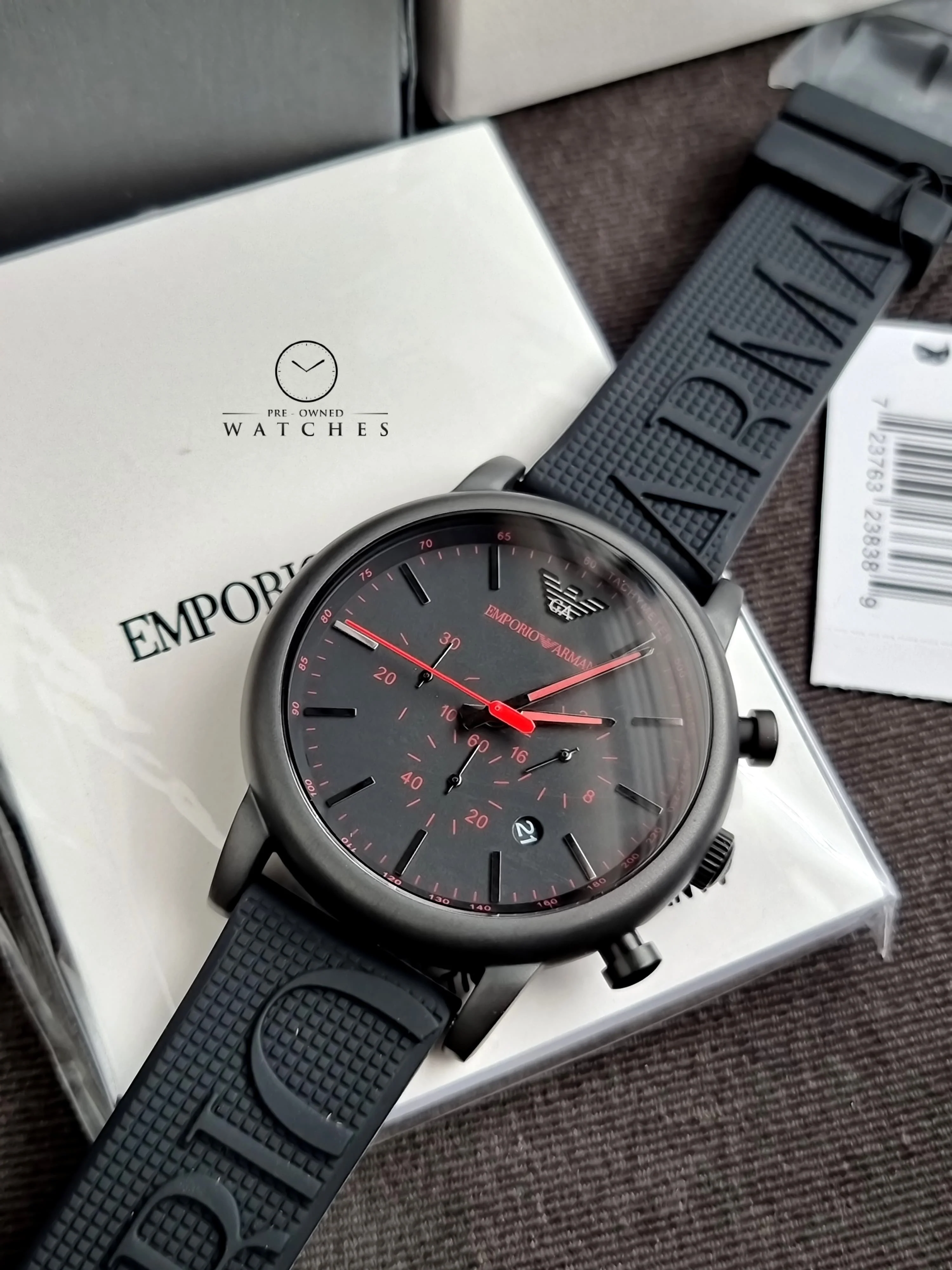 Emporio Armani Men’s Quartz Black Silicone Strap Black Dial 46mm Watch AR11024 - Image 5