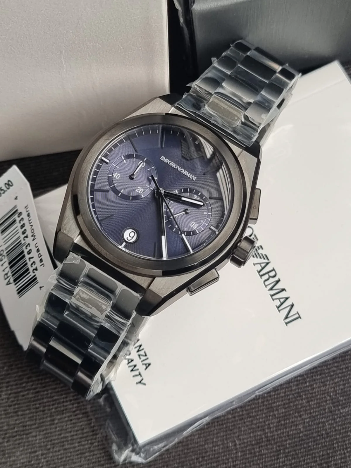 Emporio Armani Men’s Quartz Black Stainless Steel Blue Dial 43mm Watch AR11561 - Image 4