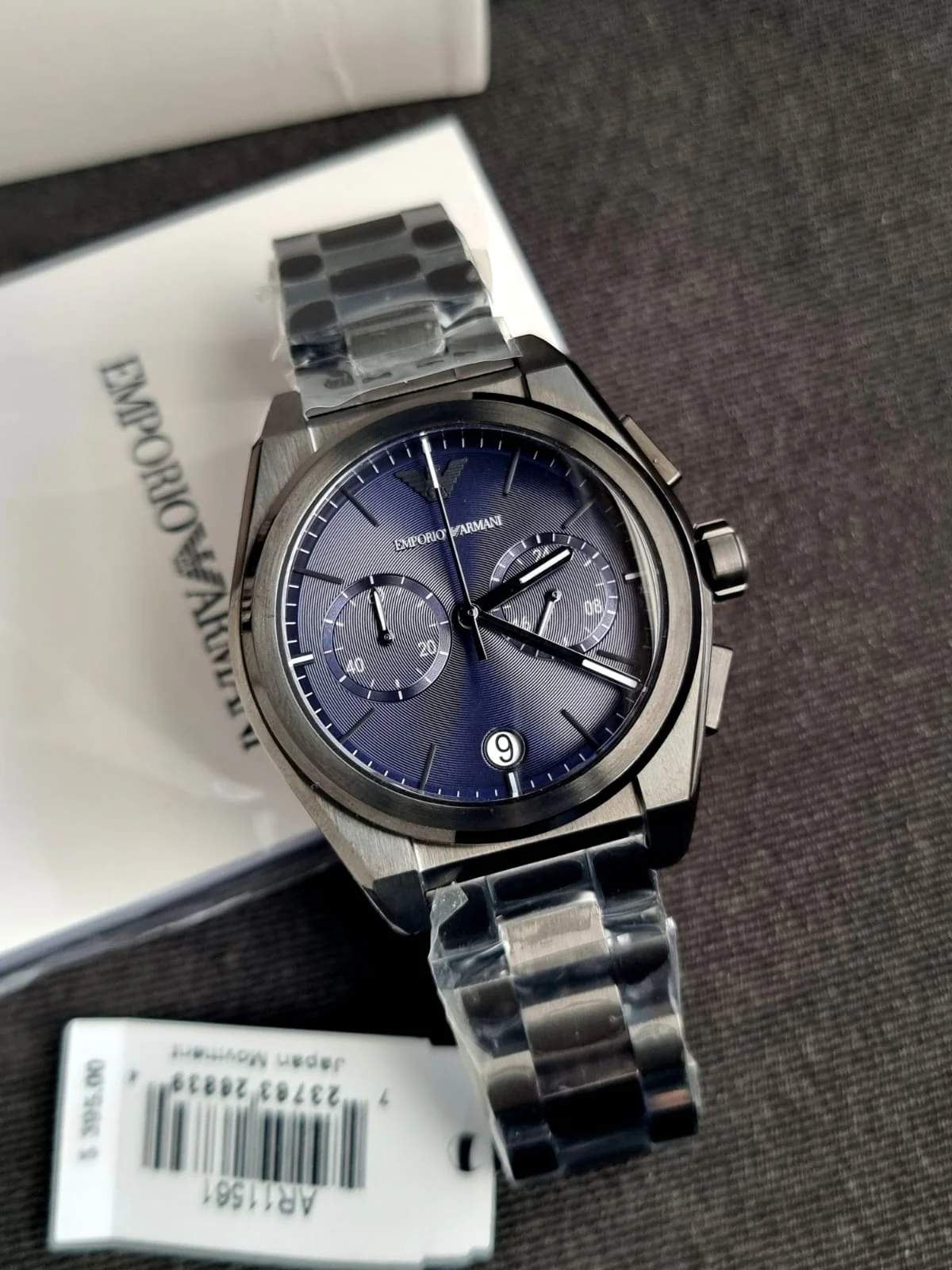 Emporio Armani Men’s Quartz Black Stainless Steel Blue Dial 43mm Watch AR11561 - Image 7