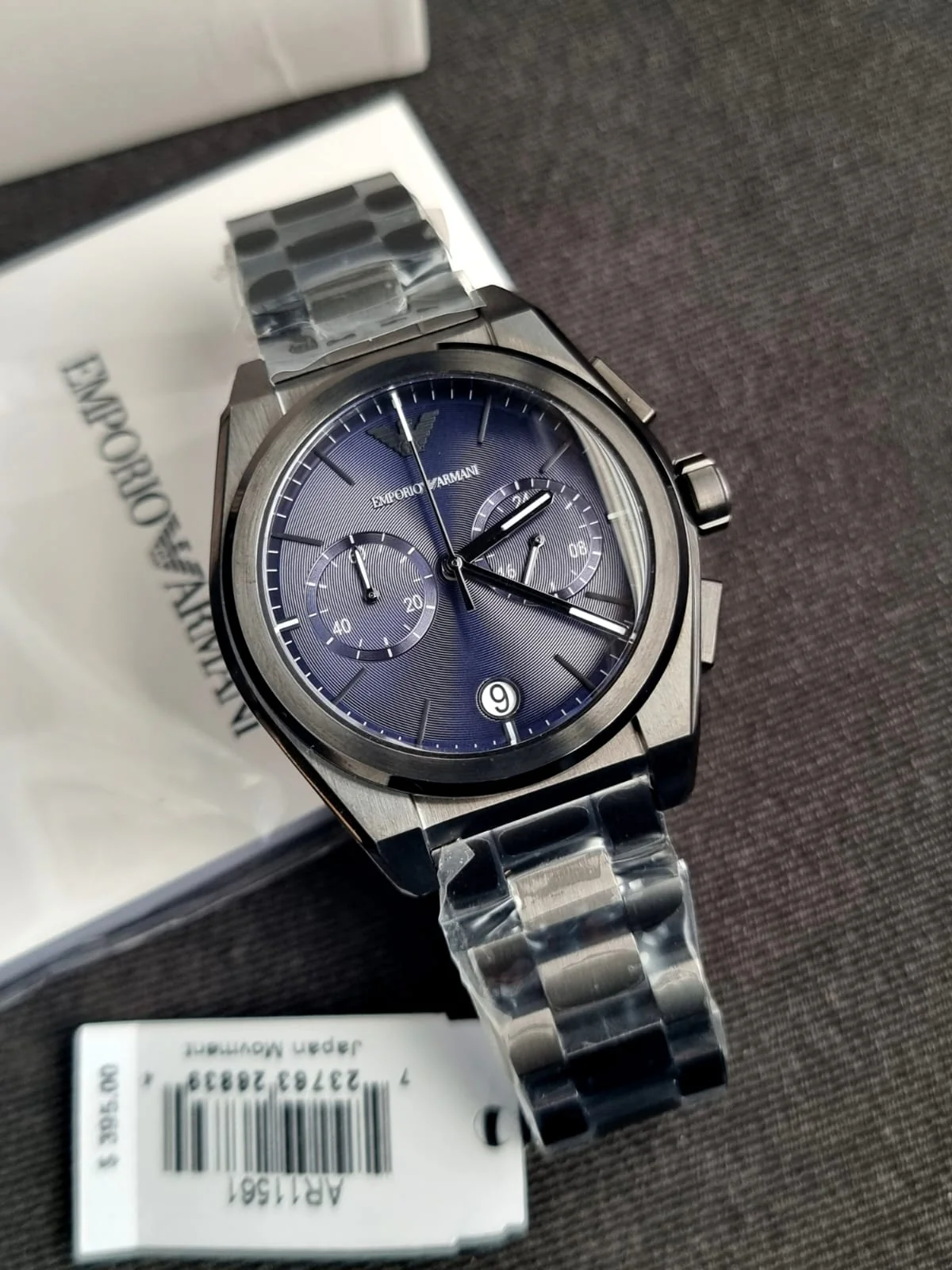 Emporio Armani Men’s Quartz Black Stainless Steel Blue Dial 43mm Watch AR11561 - Image 8