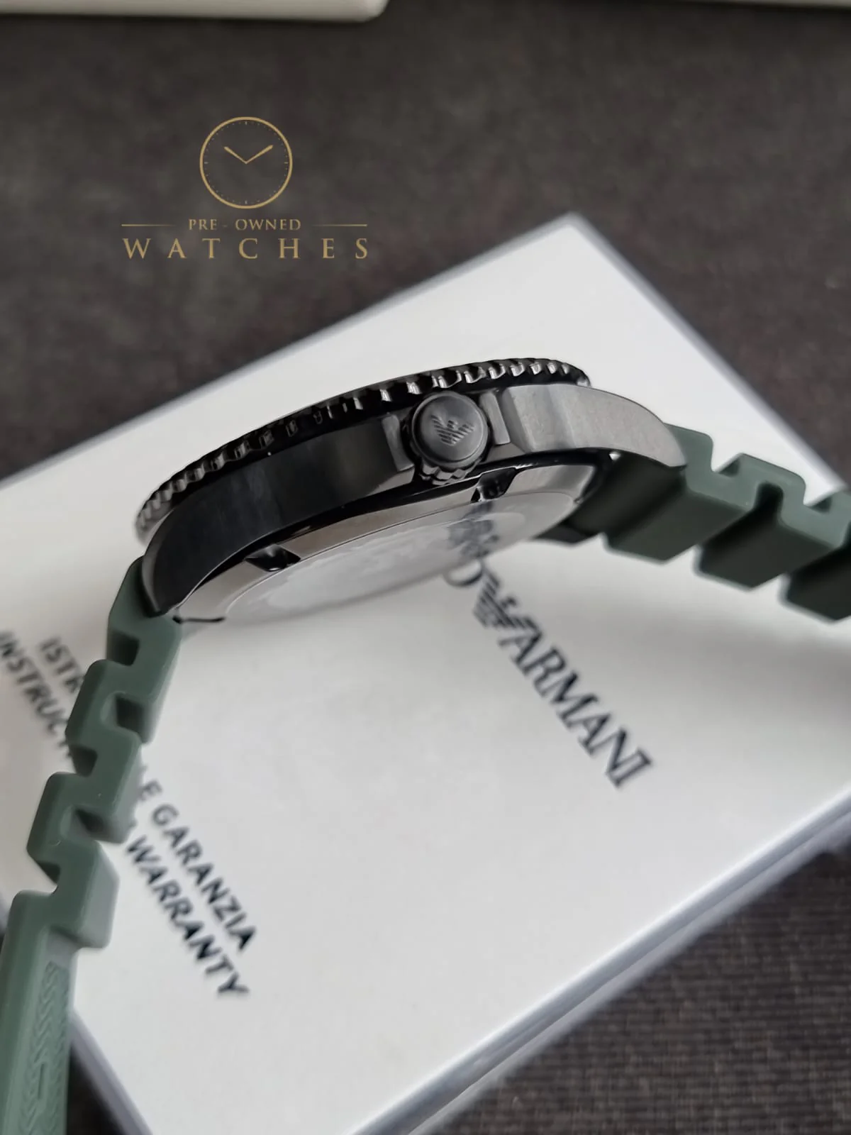 Emporio Armani Men’s Quartz Green Silicone Strap Black Dial 42mm Watch AR11464 - Image 6