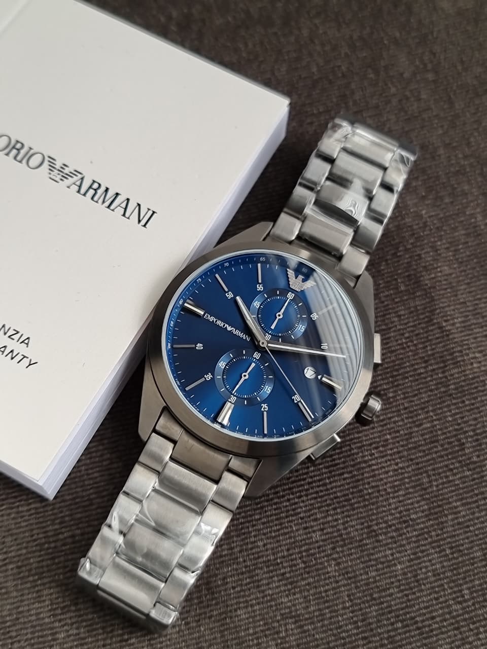 Emporio Armani Men’s Quartz Grey Stainless Steel Blue Dial 42mm Watch AR11481 - Image 9