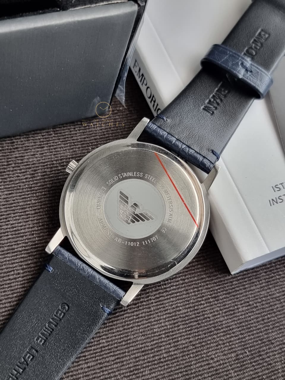 Emporio Armani Men’s Quartz Leather Strap Blue Dial 32mm Watch AR11012 - Image 2
