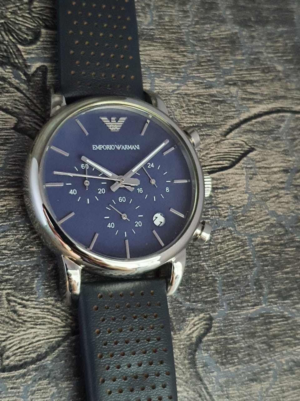 Emporio Armani Men’s Quartz Leather Strap Blue Dial 41mm Watch AR1736 - Image 7
