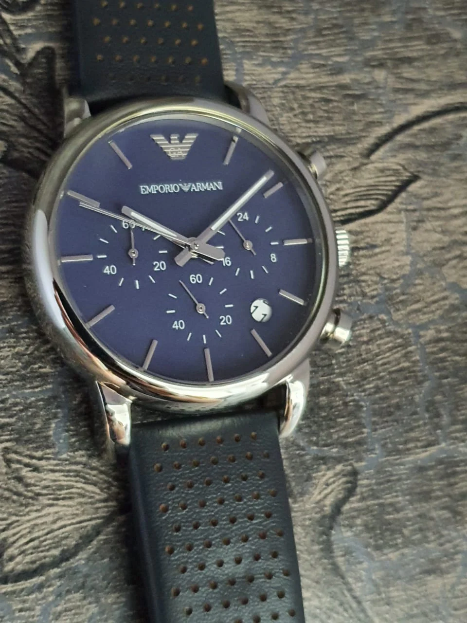 Emporio Armani Men’s Quartz Leather Strap Blue Dial 41mm Watch AR1736 - Image 8