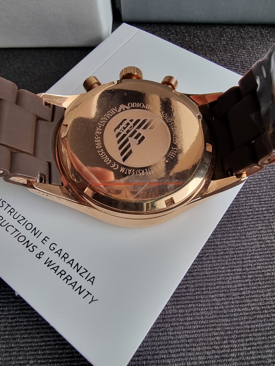 Emporio Armani Men’s Quartz Stainless Steel Brown Dial 43mm Watch AR5890 - Image 3