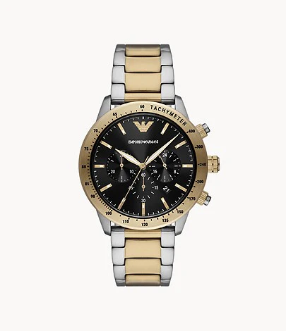 Emporio Armani Men’s Quartz Two-tone Stainless Steel Black Dial 43mm Watch AR11521