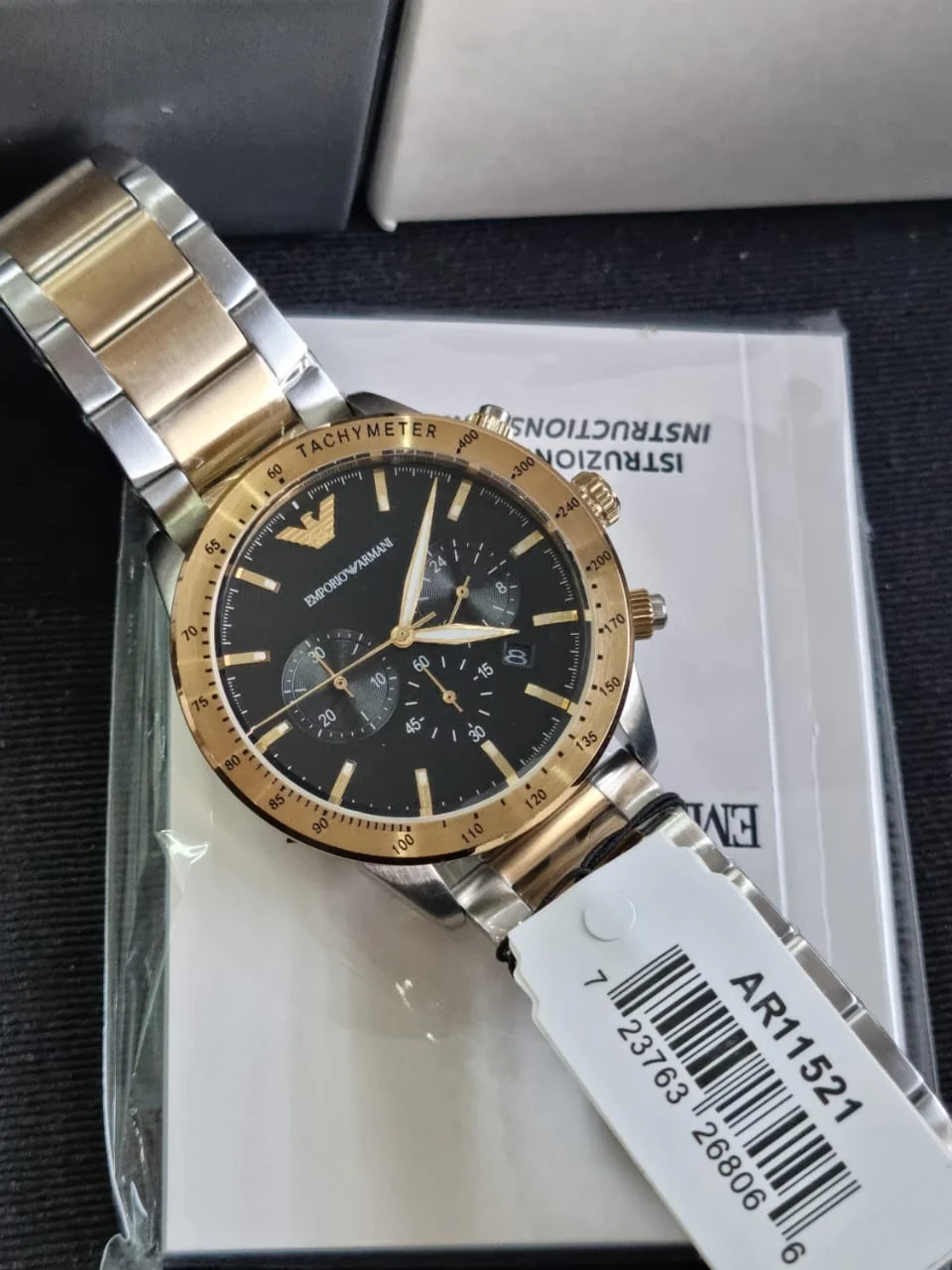 Emporio Armani Men’s Quartz Two-tone Stainless Steel Black Dial 43mm Watch AR11521 - Image 3