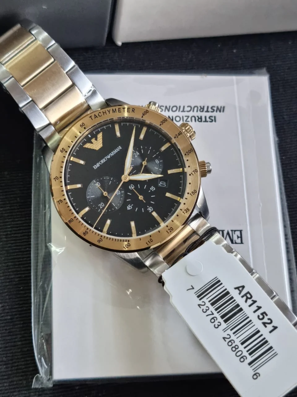 Emporio Armani Men’s Quartz Two-tone Stainless Steel Black Dial 43mm Watch AR11521 - Image 4
