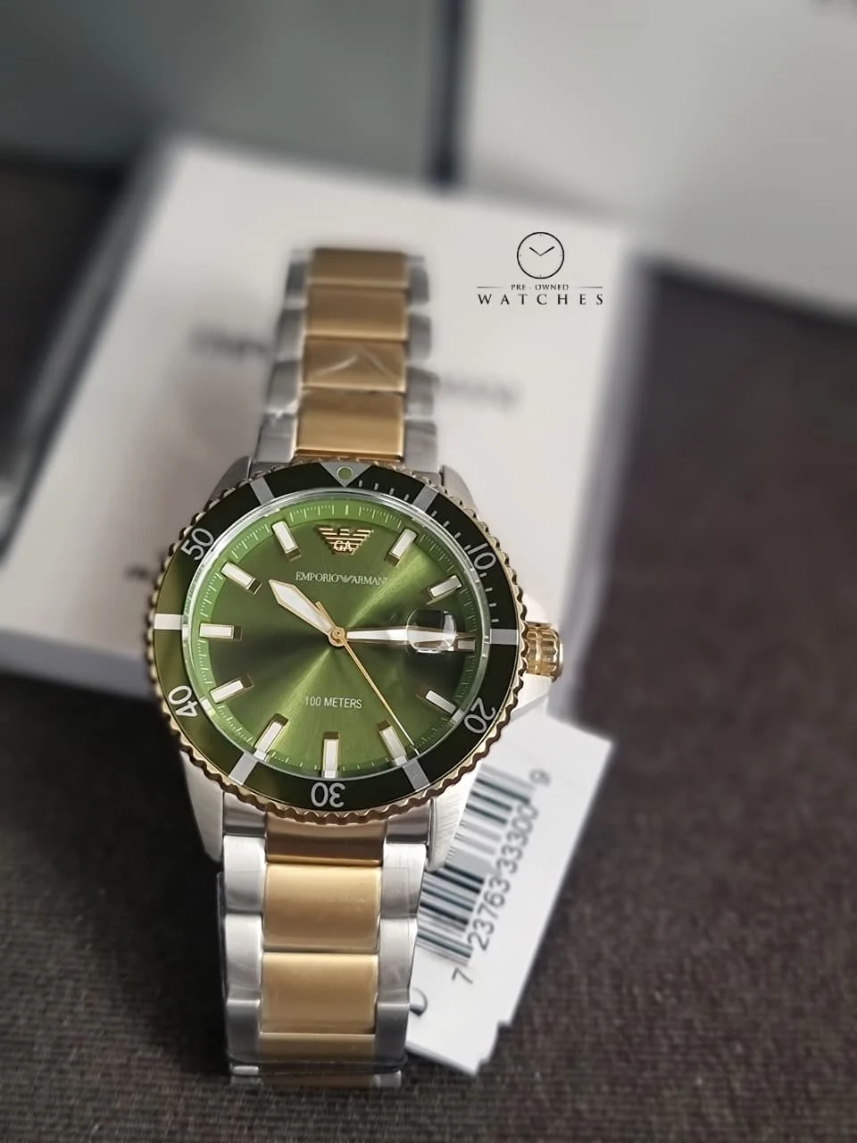 Emporio Armani Men’s Quartz Two-tone Stainless Steel Green Dial 42mm Watch AR80063 - Image 7