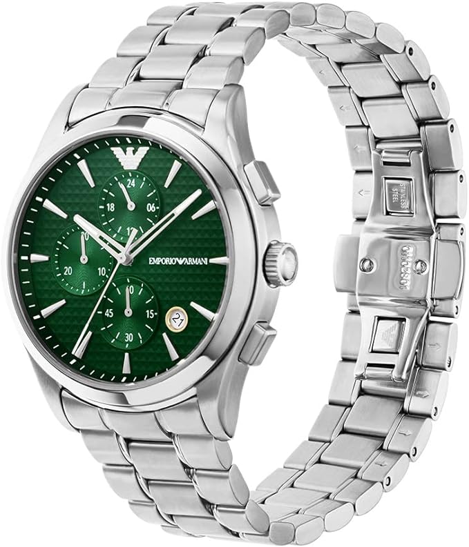 Emporio Armani Men's Stainless Steel Chronograph Dress Watch with Steel or Leather Band - Image 2