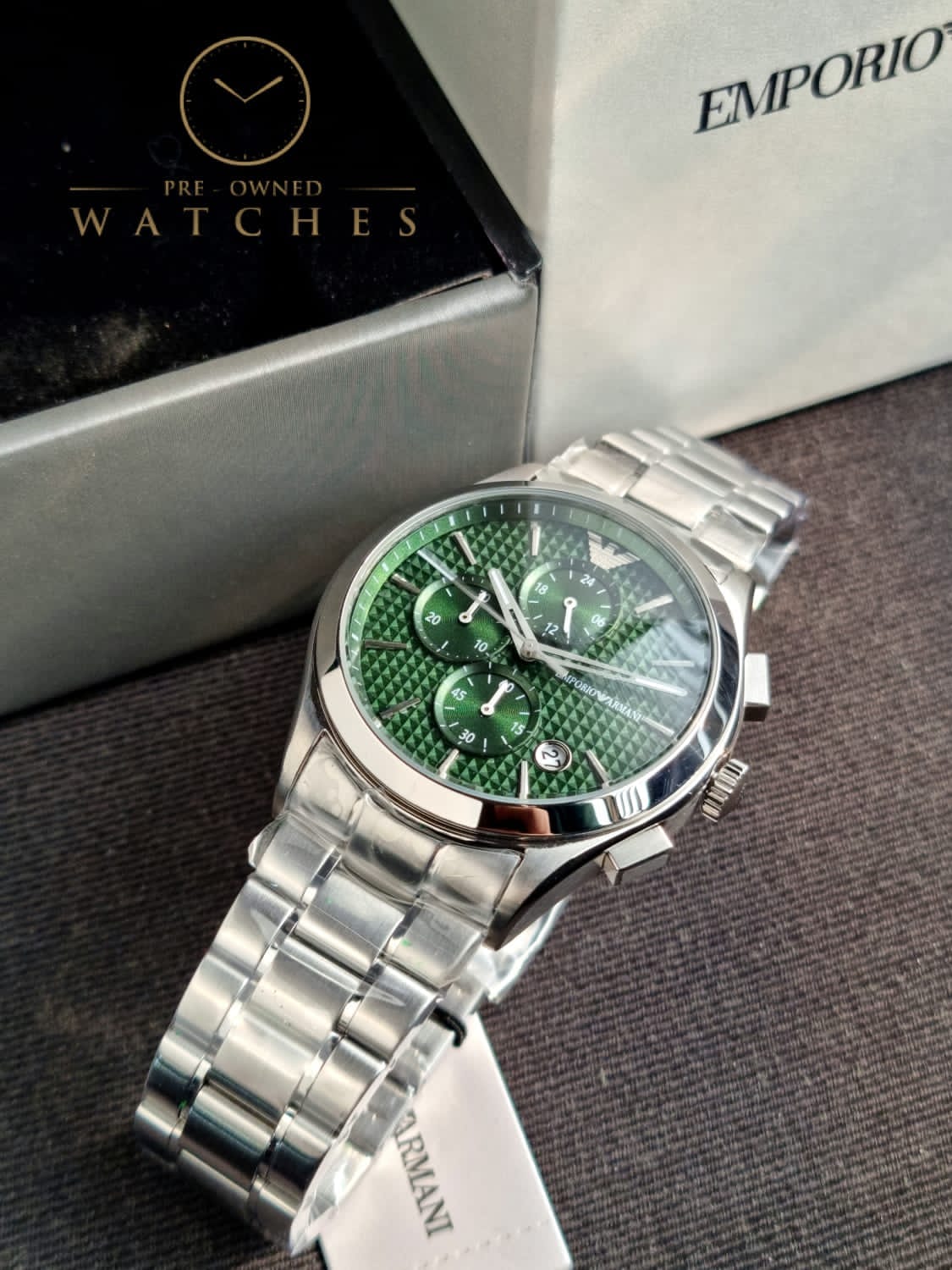 Emporio Armani Men's Stainless Steel Chronograph Dress Watch with Steel or Leather Band - Image 7