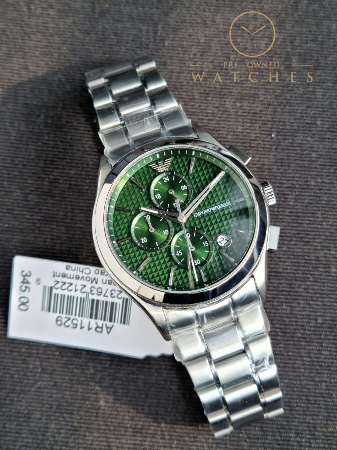 Emporio Armani Men's Stainless Steel Chronograph Dress Watch with Steel or Leather Band - Image 8