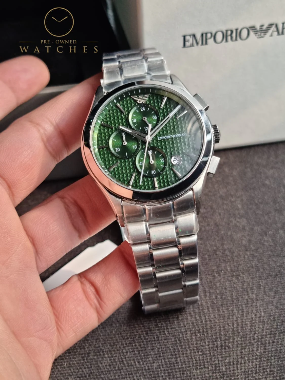 Emporio Armani Men's Stainless Steel Chronograph Dress Watch with Steel or Leather Band - Image 9