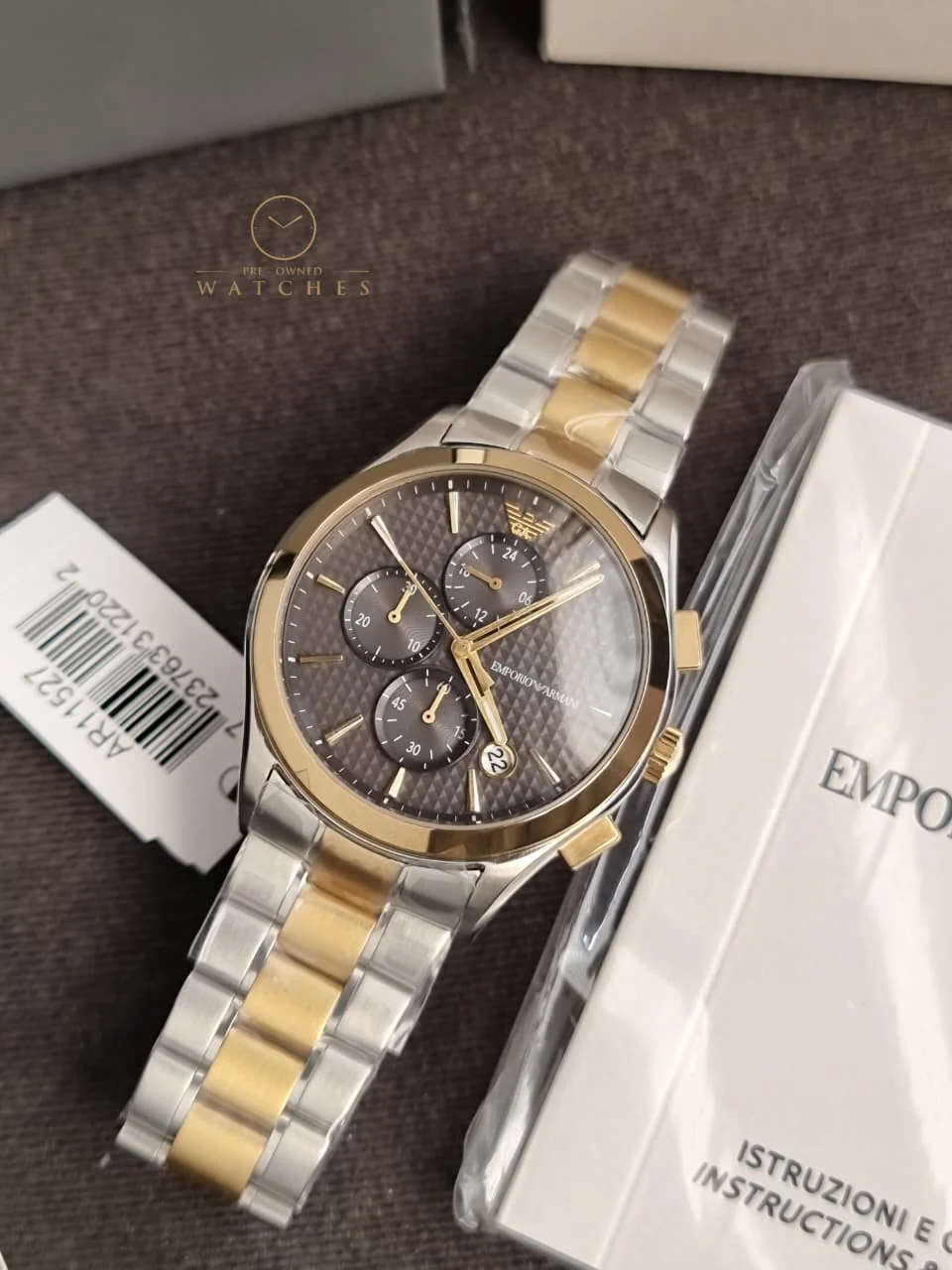 Emporio Armani Men's Stainless Steel Chronograph Dress Watch with Steel or Leather Band - Image 2
