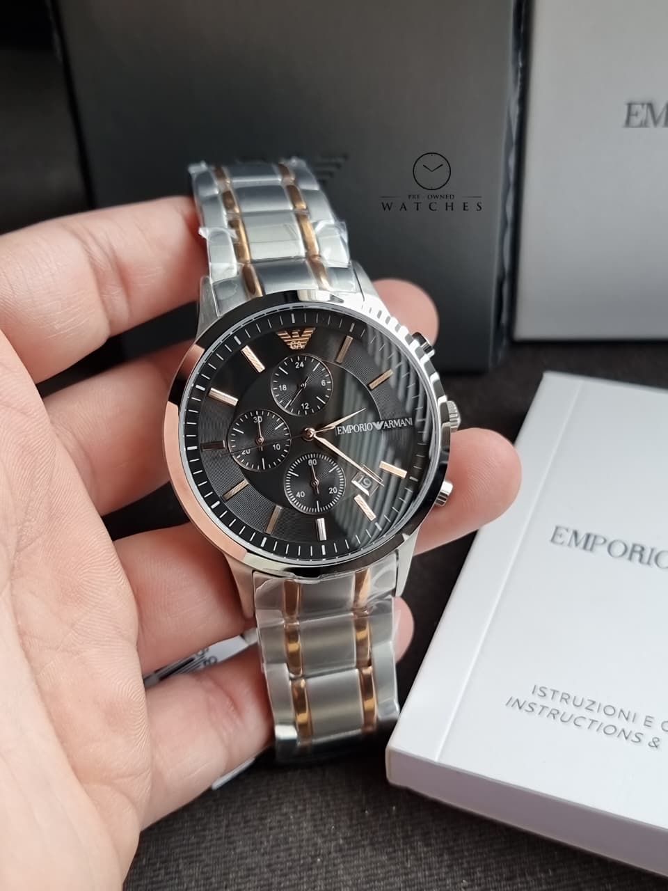 EMPORIO ARMANI Renato Chronograph Quartz Black Dial Men's Watch AR11165 - Image 3