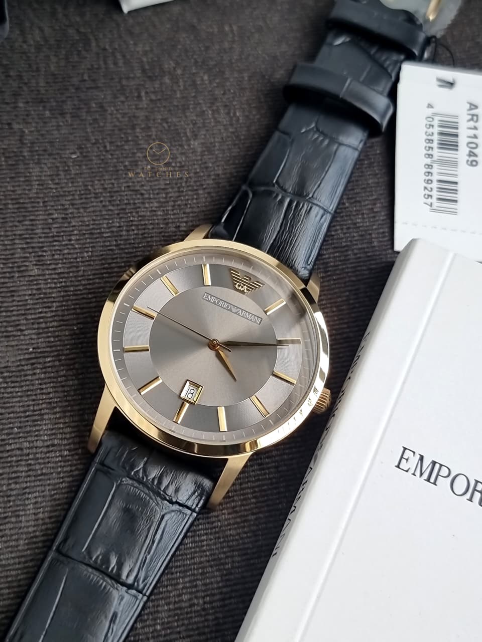 Emporio Armani Renato Grey Dial Black Leather Men's Watch – AR11049 - Image 5