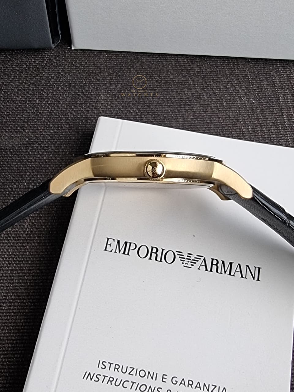 Emporio Armani Renato Grey Dial Black Leather Men's Watch – AR11049 - Image 7