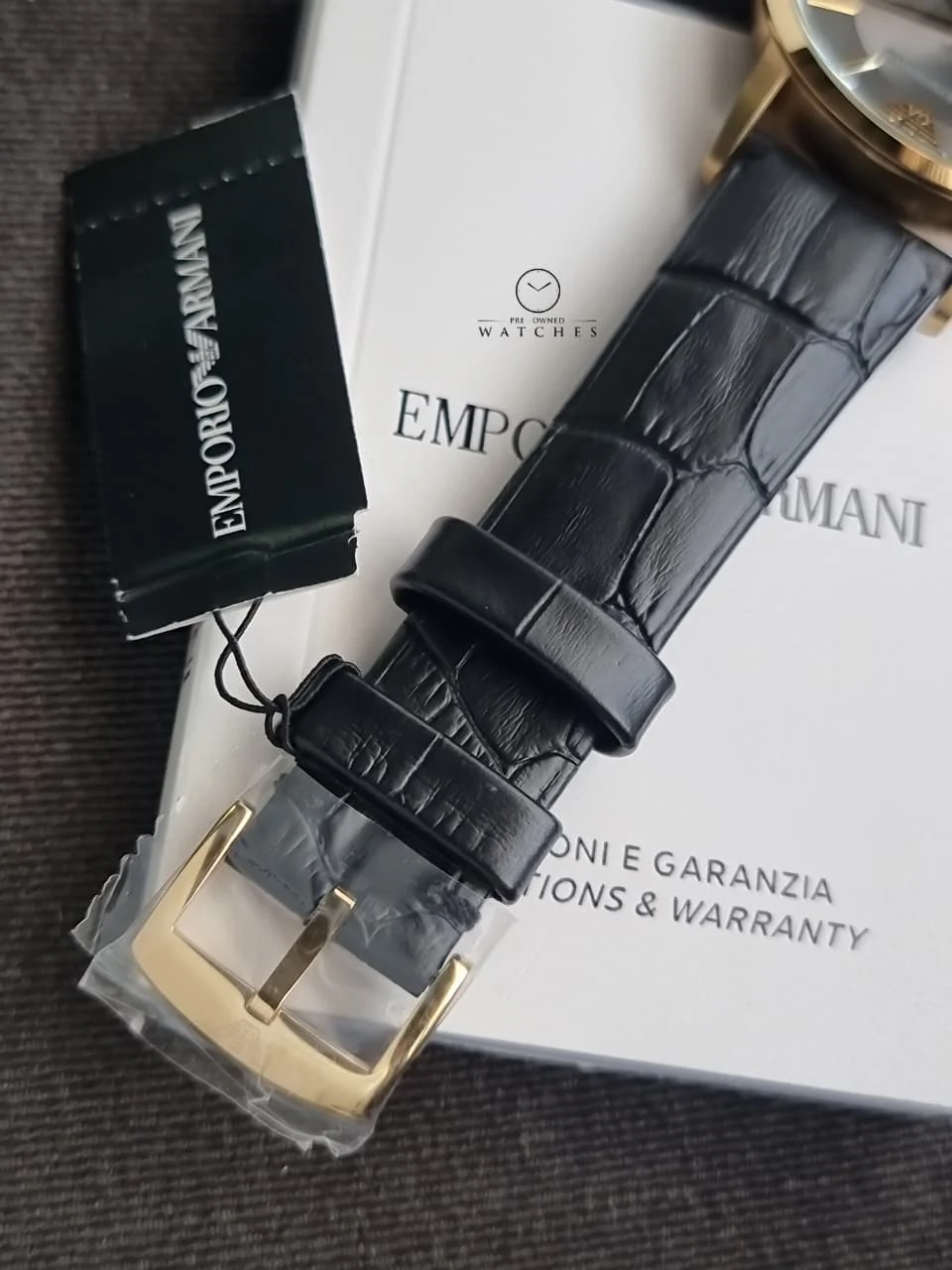 Emporio Armani Renato Grey Dial Black Leather Men's Watch – AR11049 - Image 8