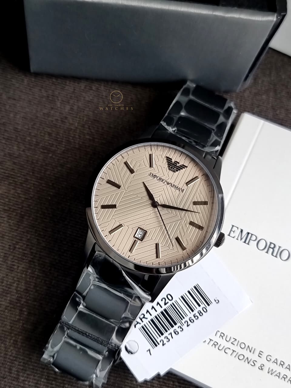 Emporio Armani Renato Grey Stainless Steel Brown Dial Men’s Watch – AR11120 - Image 6