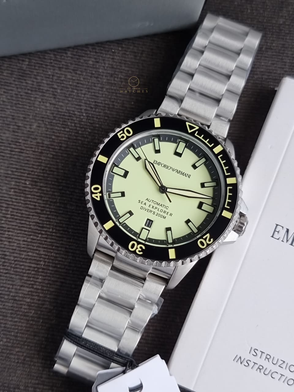 Emporio Armani Sea Explorer Automatic Stainless Steel Bracelet Diver’s Watch – 42.5 mm (AR60083) - Image 8