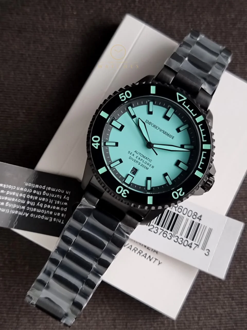 Emporio Armani Sea Explorer Black Stainless Steel Blue Dial Automatic Watch for Gents - AR60084 - Image 2