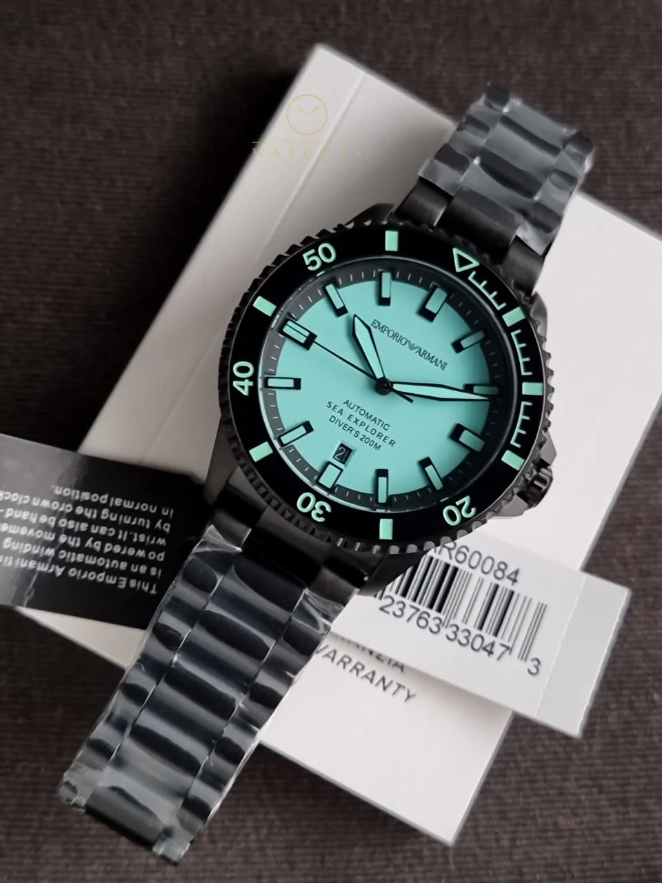 Emporio Armani Sea Explorer Black Stainless Steel Blue Dial Automatic Watch for Gents - AR60084 - Image 4