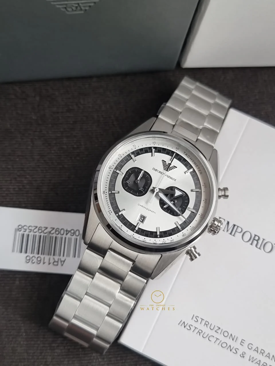 Emporio Armani Silver Tone Chronograph Watch AR11636