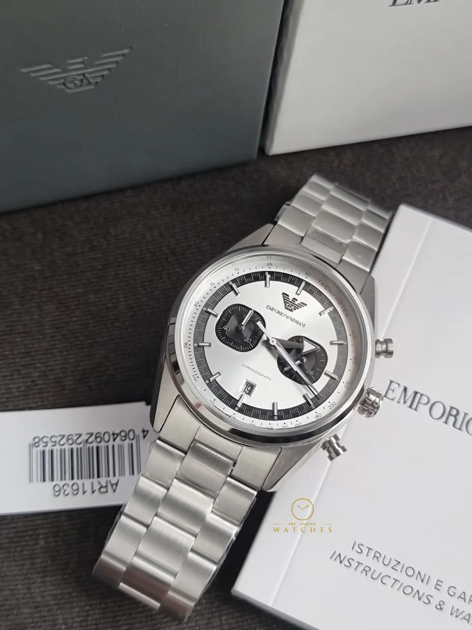 Emporio Armani Silver Tone Chronograph Watch AR11636 - Image 3
