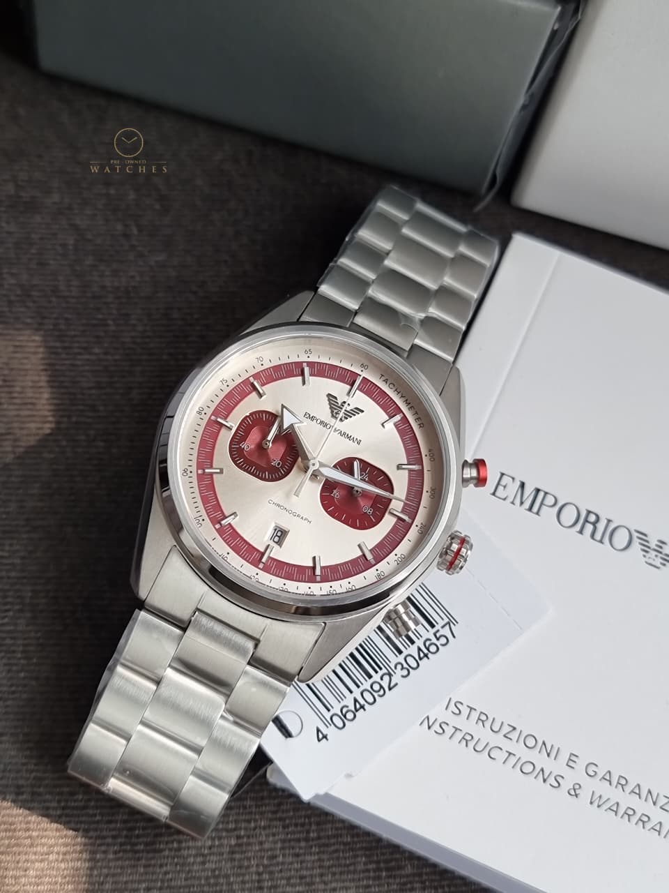 Emporio Armani Silver Tone Chronograph Watch AR11645 - Image 4