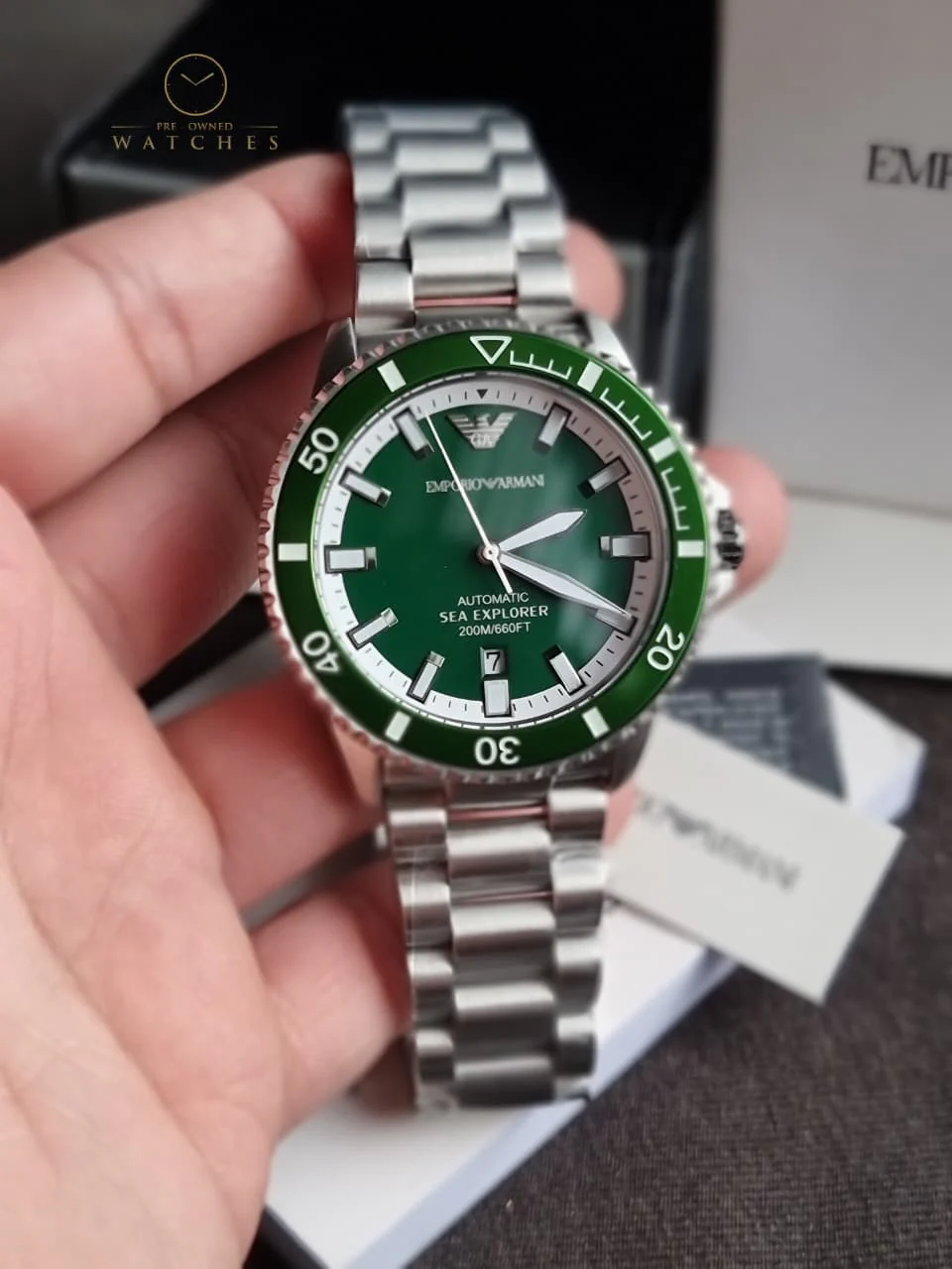 Emporio Armani Stainless Steel Analog Green Dial Men's Watch-Ar60080 - Image 4