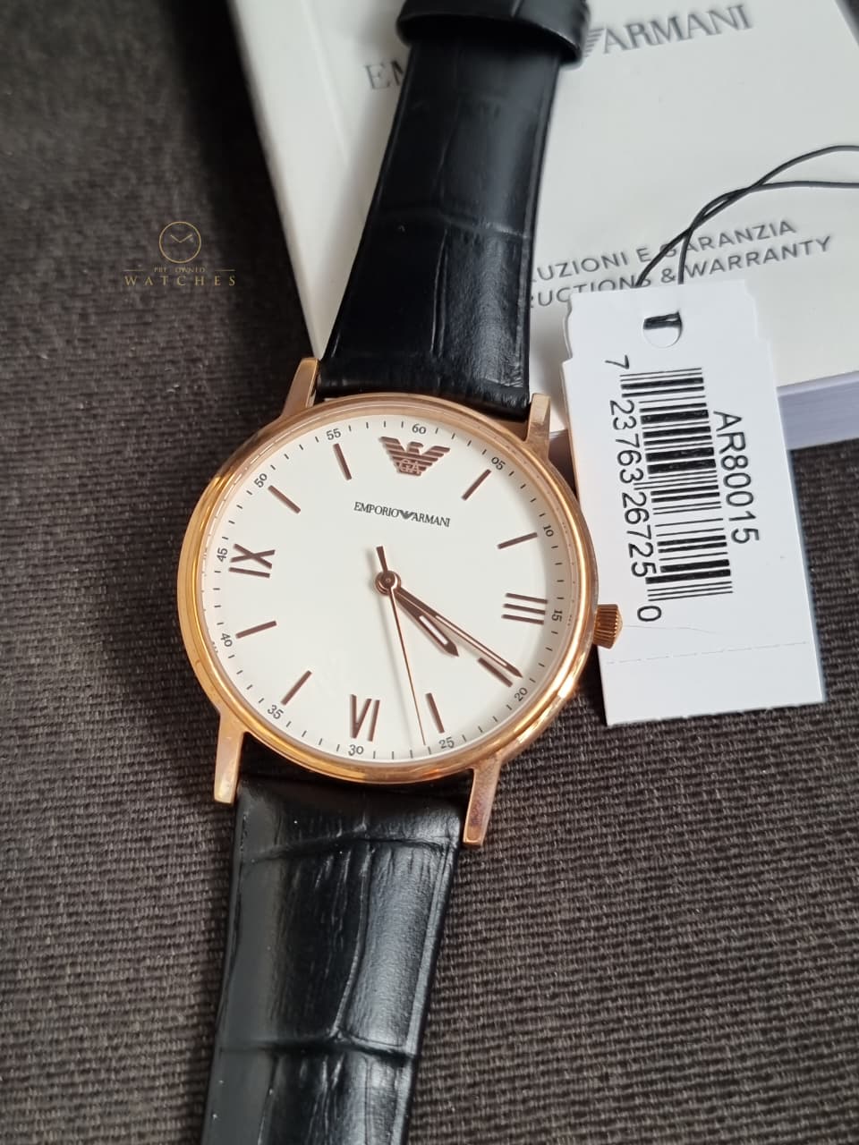 Emporio Armani Unisex Quartz Leather Strap White Dial 41mm Watch AR80015 - Image 17