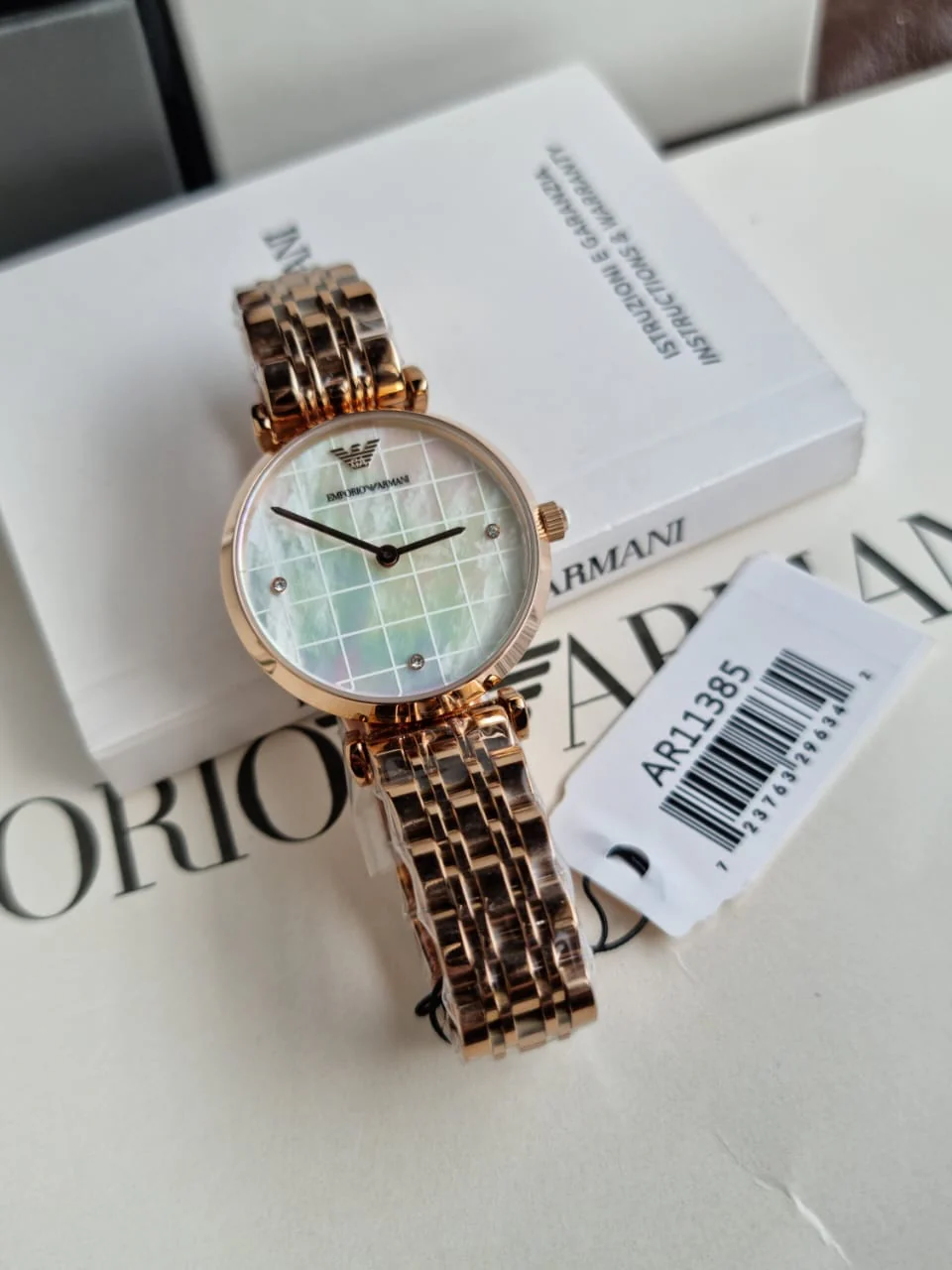Emporio Armani Women’s Quartz Rose Gold Stainless Steel Mother Of Pearl Dial 32mm Watch AR11385 - Image 10