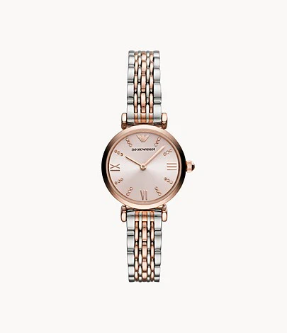 Emporio Armani Women’s Analog Stainless Steel Pink Dial 28mm Watch AR11223