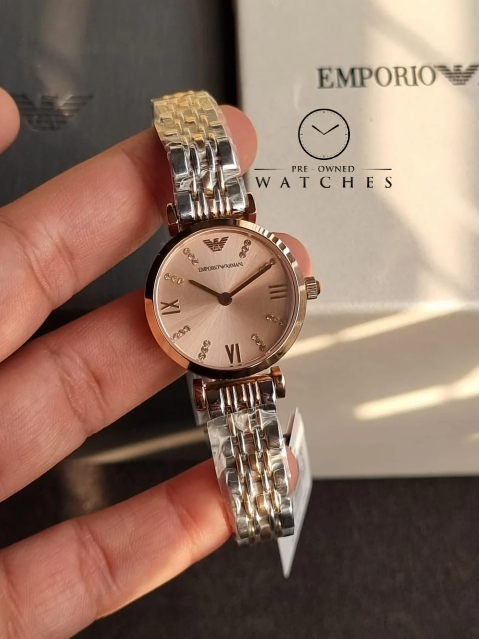 Emporio Armani Women’s Analog Stainless Steel Pink Dial 28mm Watch AR11223 - Image 8