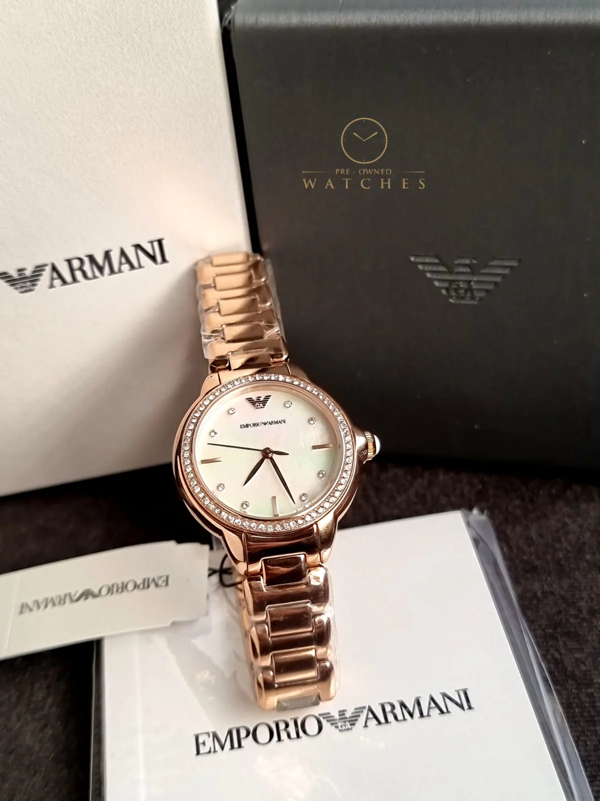 Emporio Armani Women’s Quartz Rose Gold Stainless Steel Mother Of Pearl Dial 32mm Watch AR11523 - Image 4