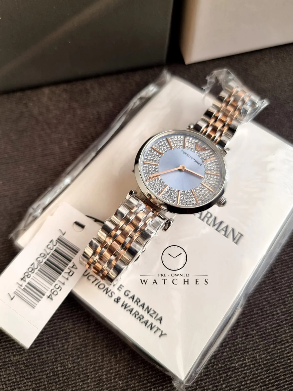 Emporio Armani Women’s Quartz Silver Stainless Steel Blue Dial 32mm Watch AR11594 - Image 3