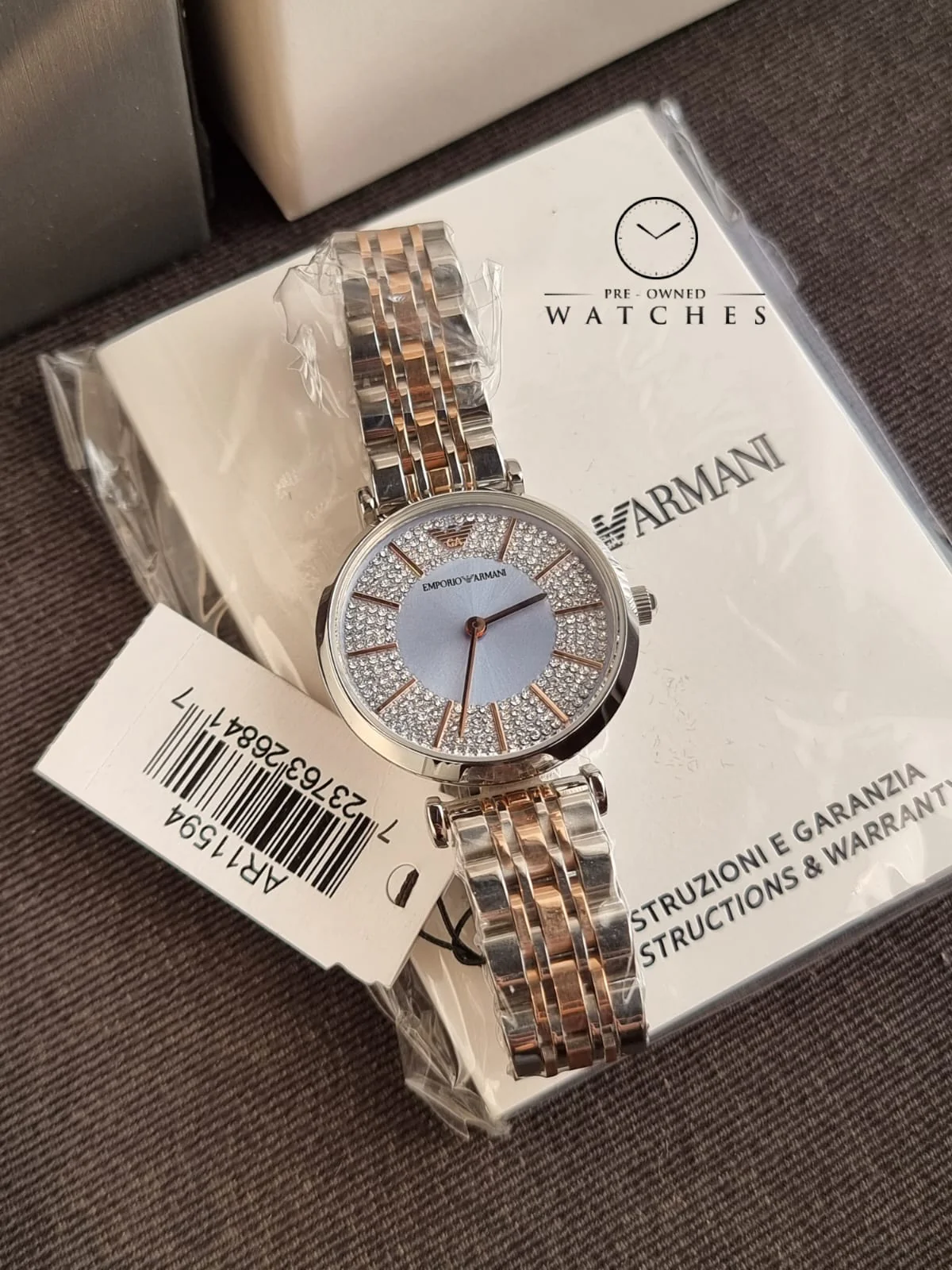 Emporio Armani Women’s Quartz Silver Stainless Steel Blue Dial 32mm Watch AR11594 - Image 5