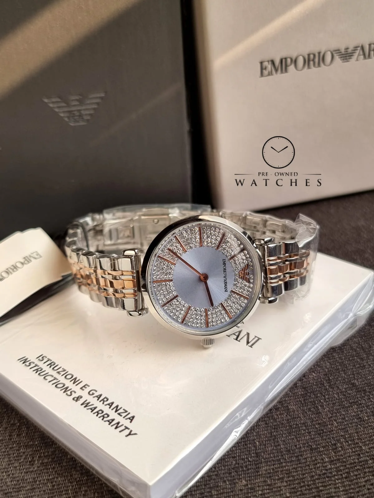 Emporio Armani Women’s Quartz Silver Stainless Steel Blue Dial 32mm Watch AR11594 - Image 8