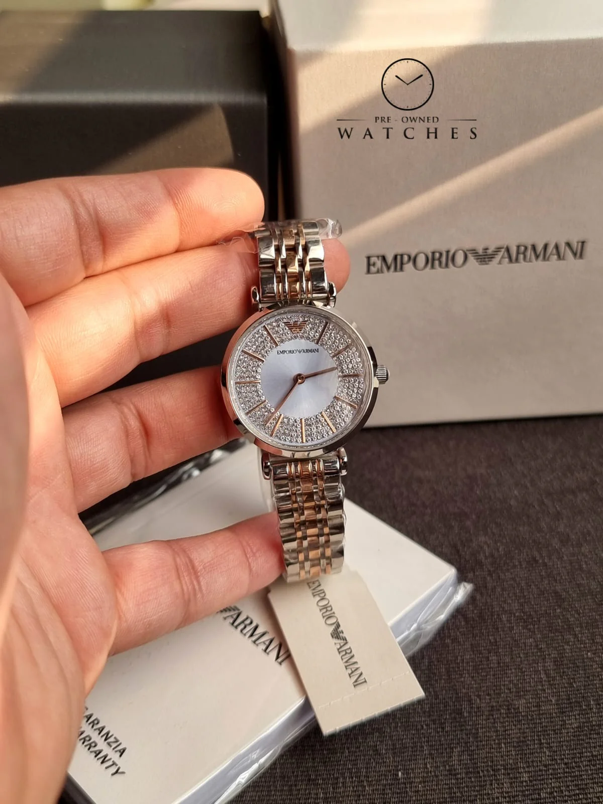 Emporio Armani Women’s Quartz Silver Stainless Steel Blue Dial 32mm Watch AR11594 - Image 9