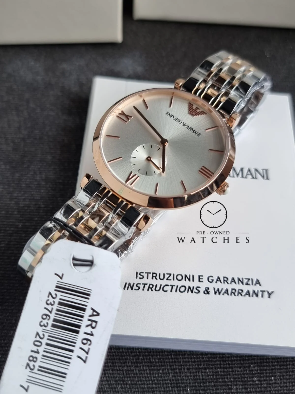 Emporio Armani Gent's Quartz Watch with Stainless-Steel-Plated Strap, Two Tone, 18 (Model: AR1677