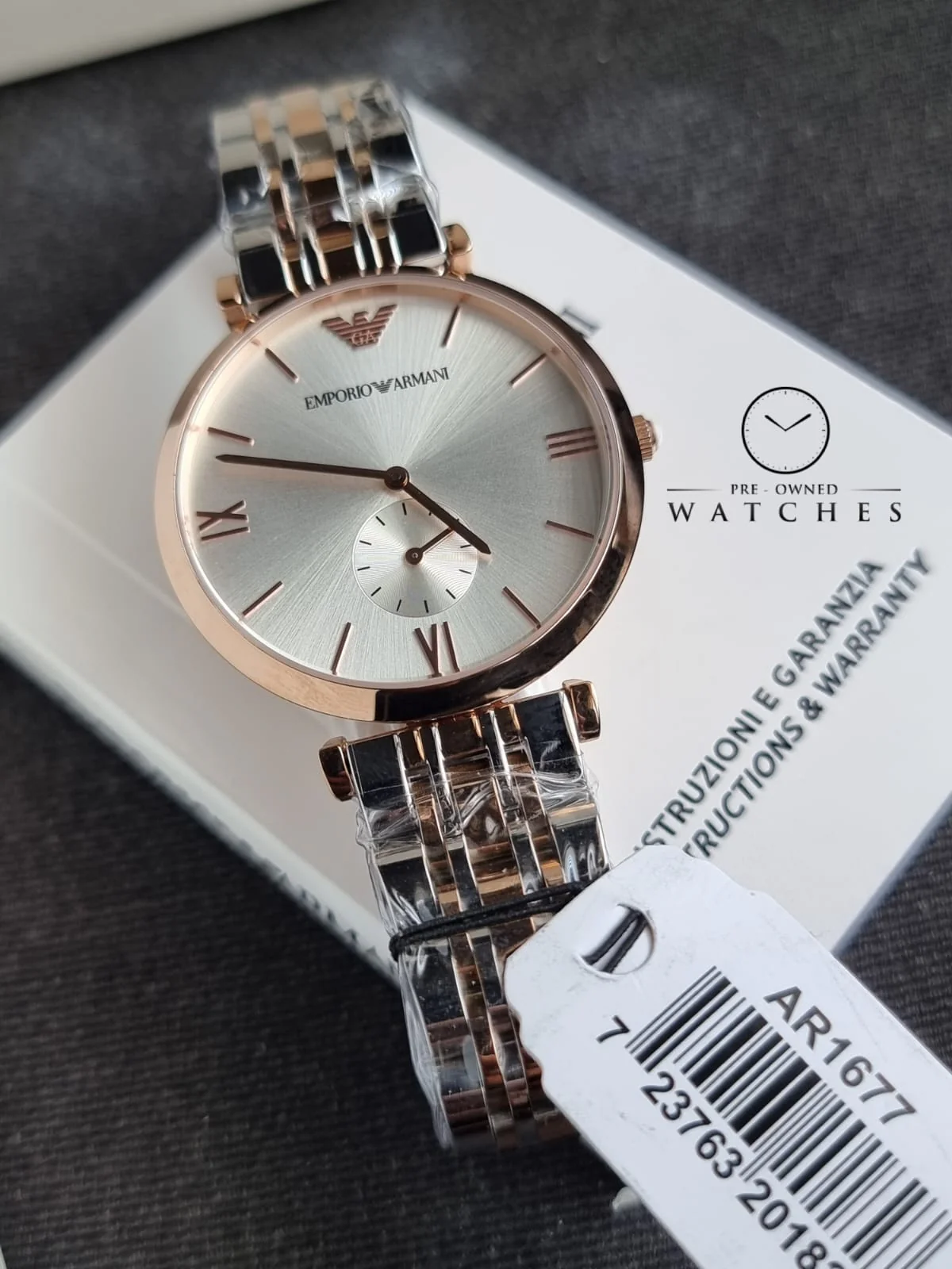 Emporio Armani Gent's Quartz Watch with Stainless-Steel-Plated Strap, Two Tone, 18 (Model: AR1677 - Image 2