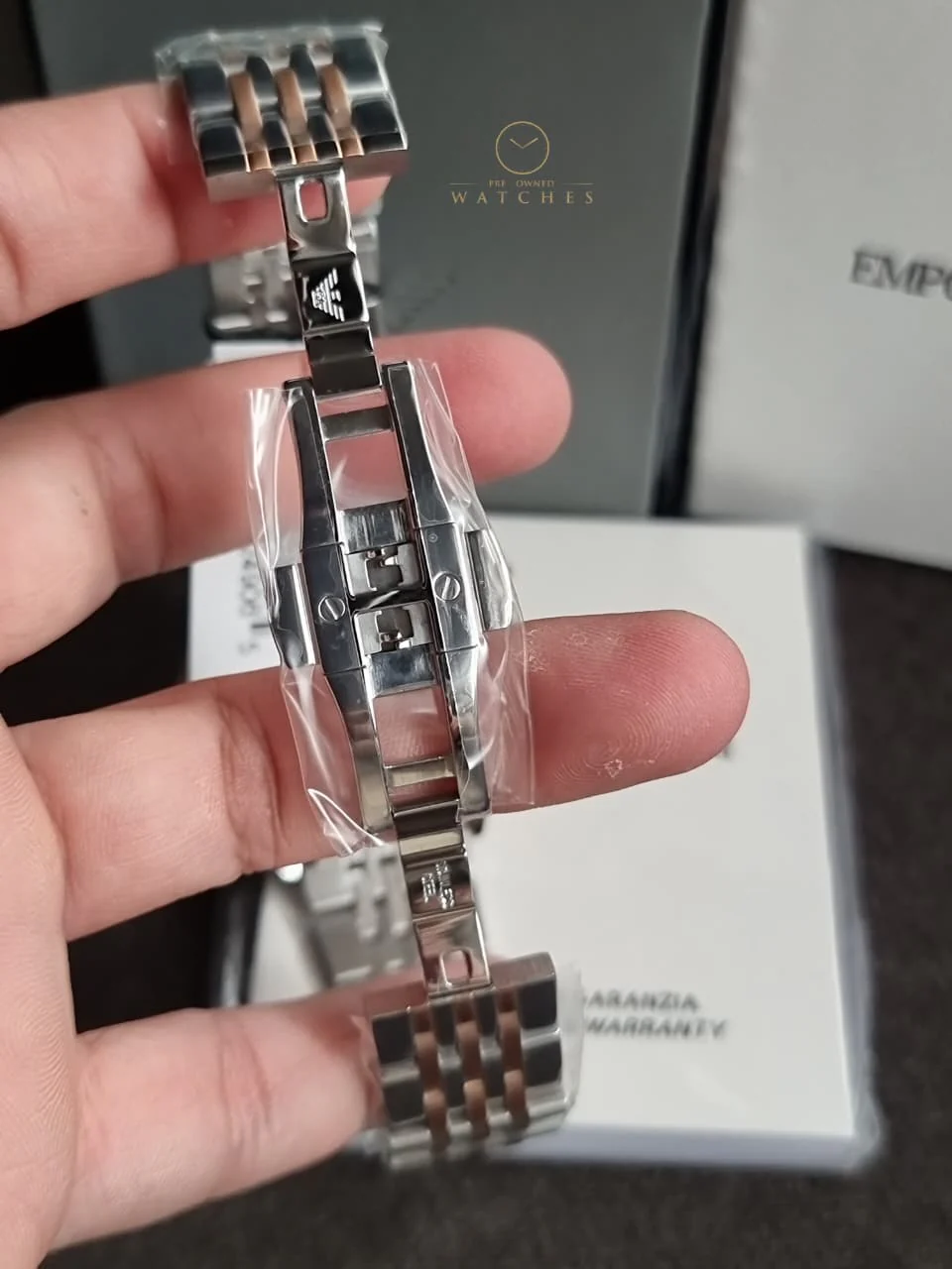 Emporio Armani Zeta Chronograph Cream Dial Two-tone Men's Watch AR1998 - Image 6