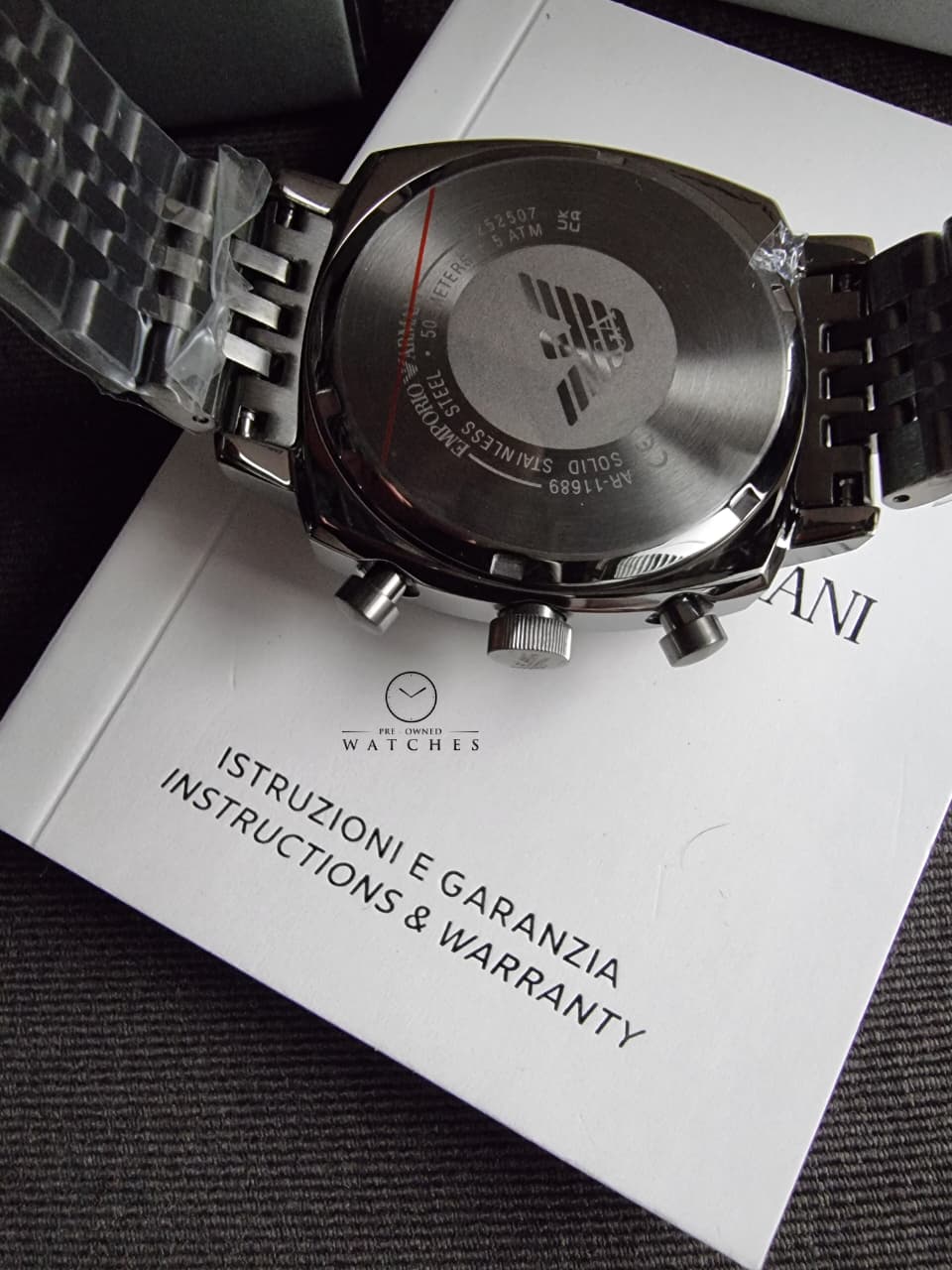 Emporio Men's Chronograph Gunmetal Stainless Steel Watch (Model: AR11689) - Image 8