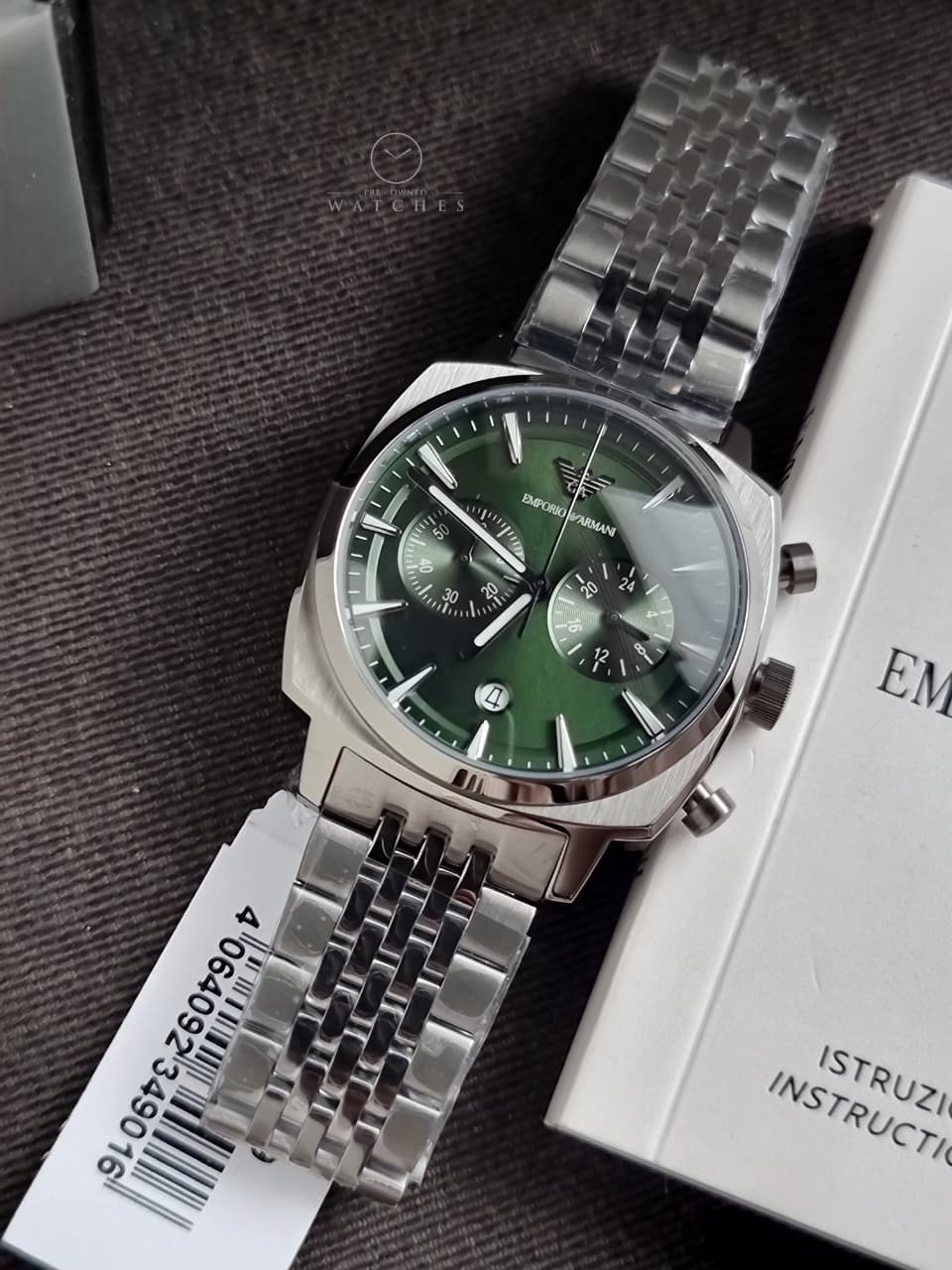 Emporio Men's Chronograph Gunmetal Stainless Steel Watch (Model: AR11689) - Image 9