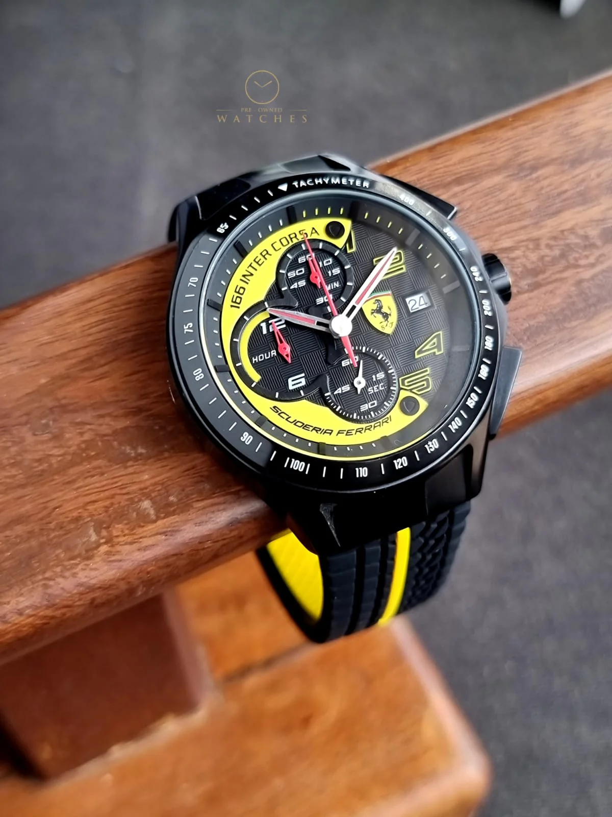 Ferrari Men’s Quartz Black & Yellow Silicone Strap Black & Yellow Dial 44mm Watch 0830078 - Image 3
