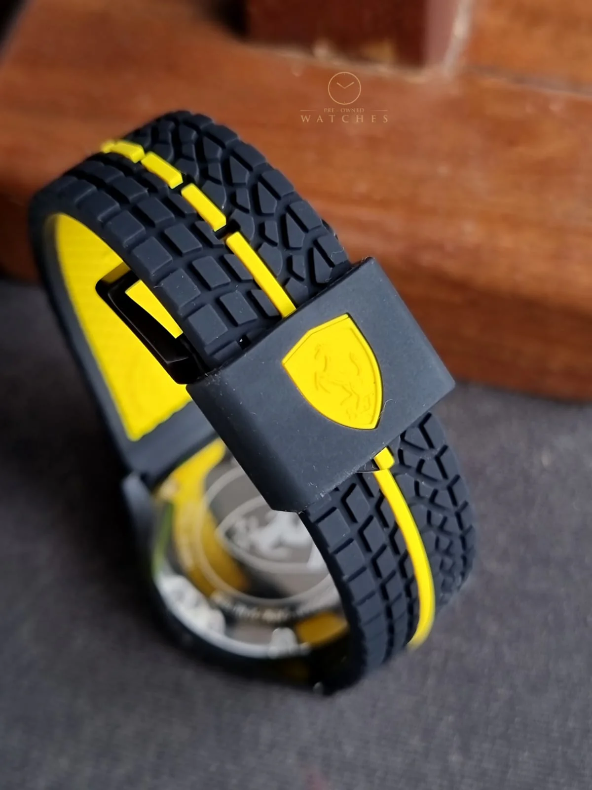 Ferrari Men’s Quartz Black & Yellow Silicone Strap Black & Yellow Dial 44mm Watch 0830078 - Image 4