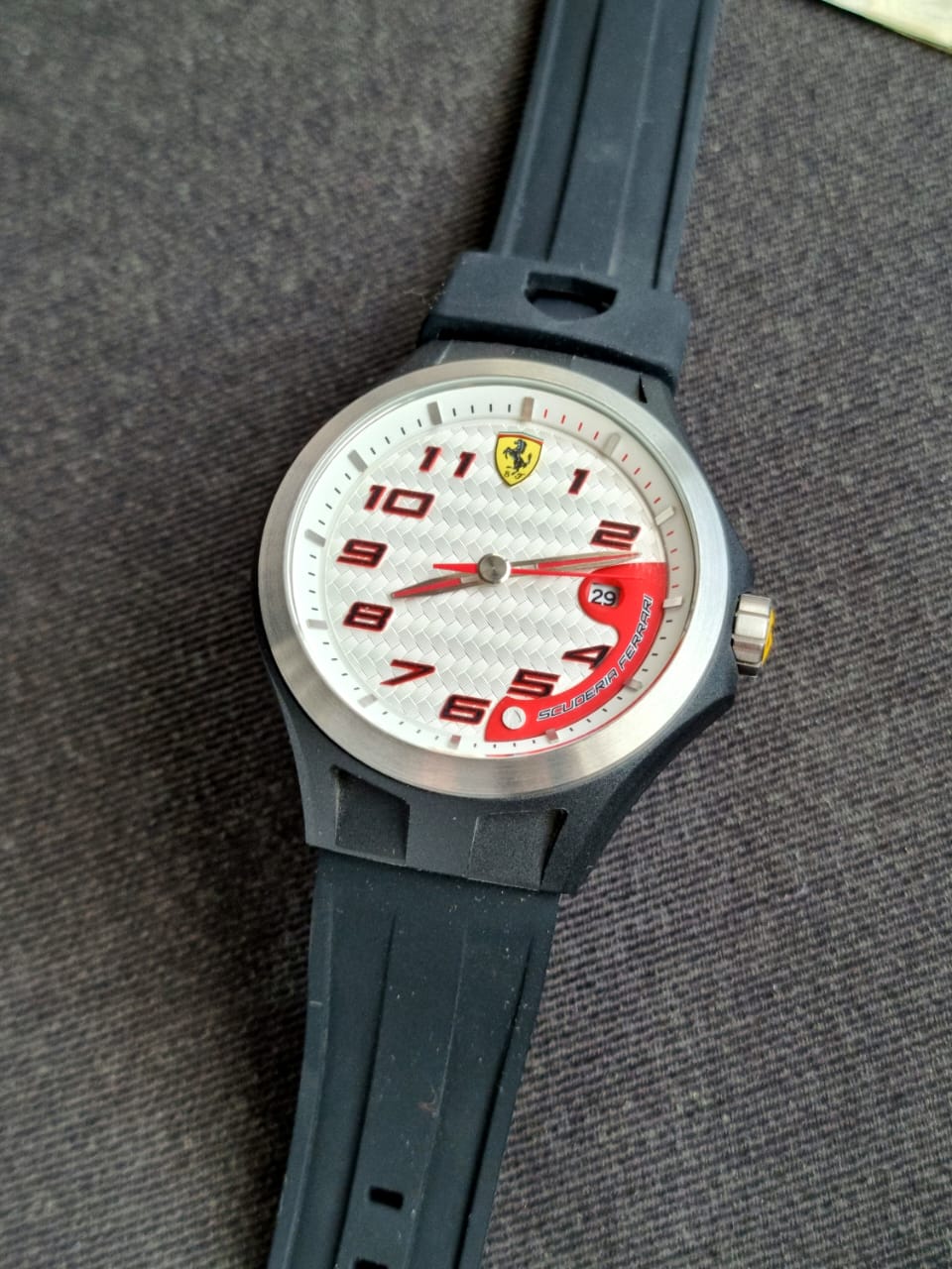 Ferrari Men's 830013 Lap Time White Dial Black Silicone Strap Watch - Image 8